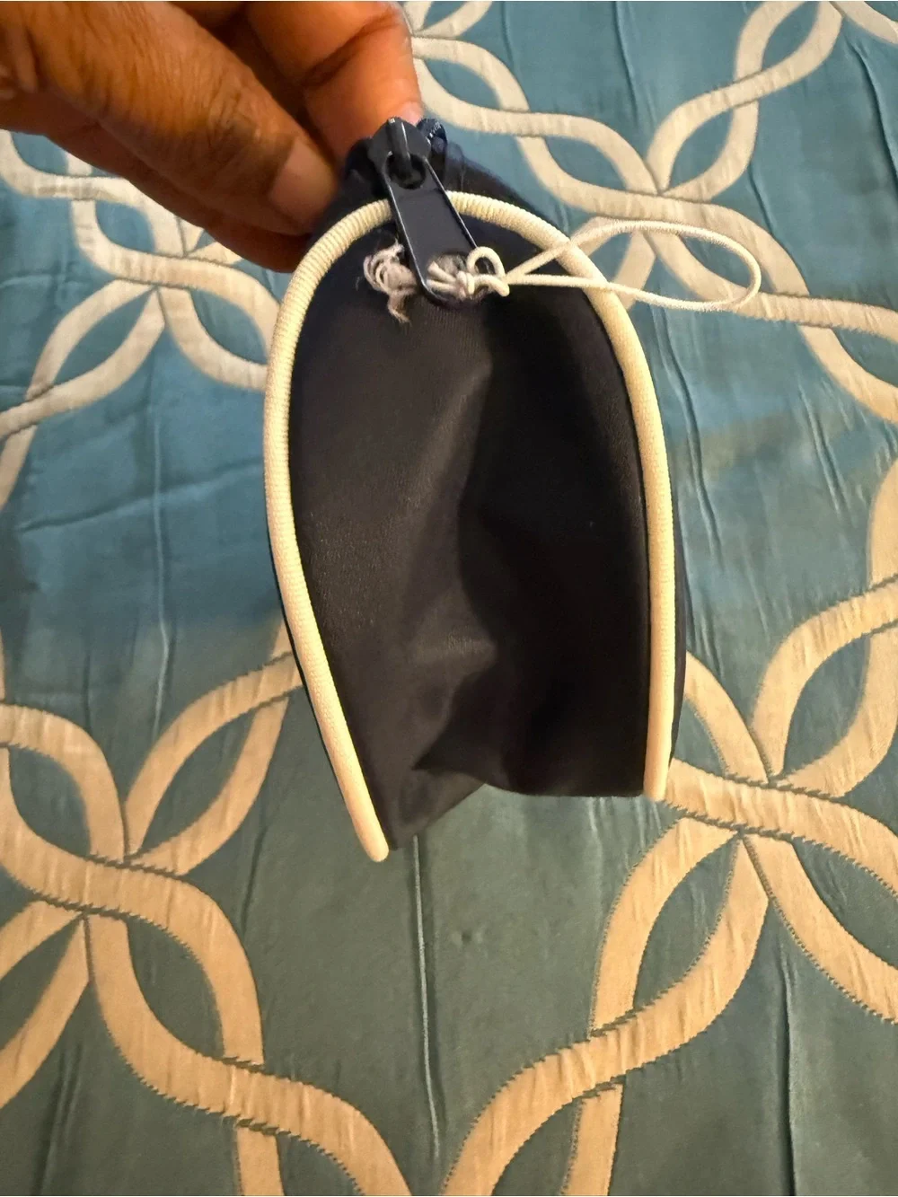 Vintage  Parfums Christian Dior Cosmetic Makeup Pouch Bag Travel Navy Half Moon